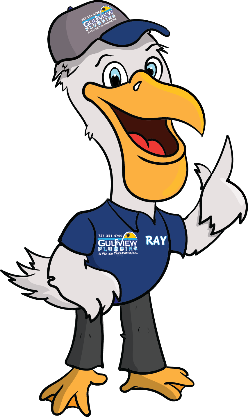 Pelican Ray pointing toward his faucet-planning advice